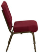 21''W Stacking Church Chair in Burgundy Fabric - Gold Vein Frame