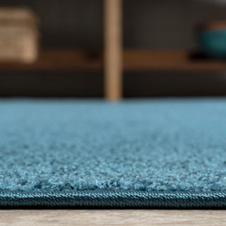 Haze Solid Low-Pile Runner Rug, Turquoise, 5' Square