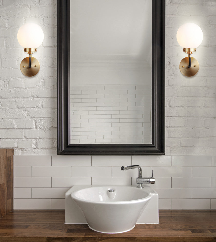 Caleb 1-Light Brass Wall Sconce, Brass Gold/Black, 1 - Light(s)