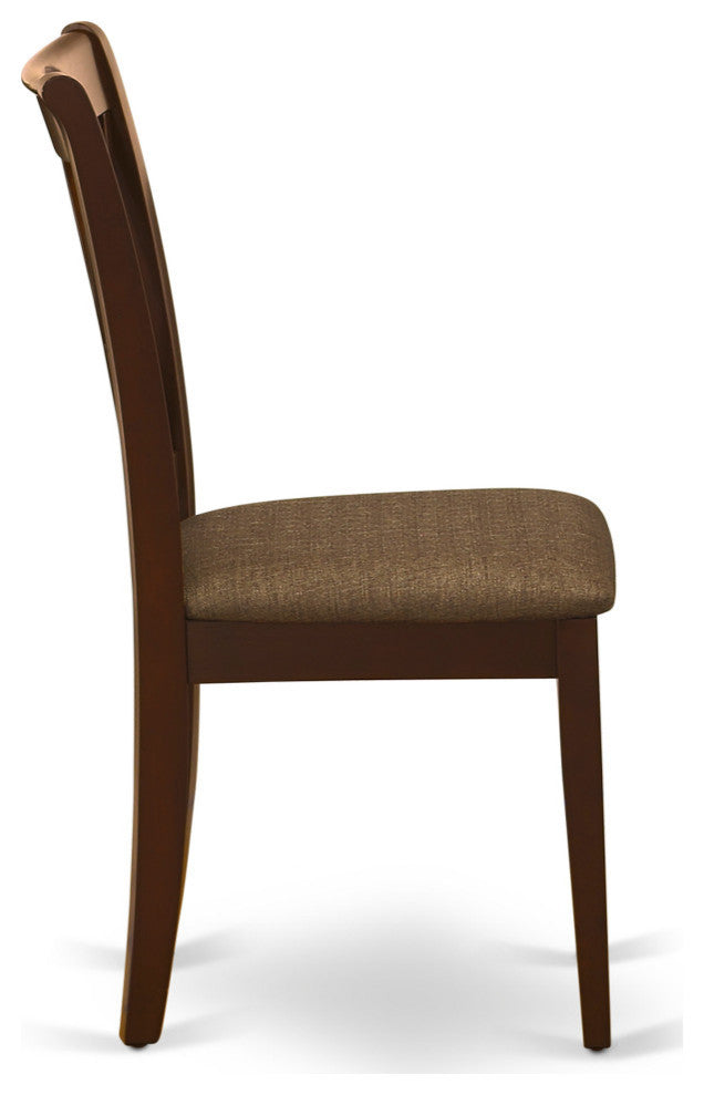 5Pc Dining Set, Round Dinette Table, Four Kitchen Chairs, Mahogany Finish