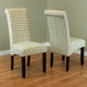 Milan Houndstooth Linen Dining Chairs, Set Of 2, Moss Green