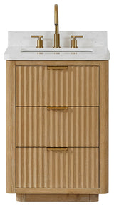 Vinnova Cadiz Bath Vanity, Composite Stone Top, Washed Ash Grey, 24", No Mirror