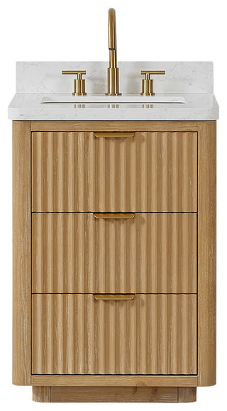 Vinnova Cadiz Bath Vanity, Composite Stone Top, Washed Ash Grey, 24", No Mirror