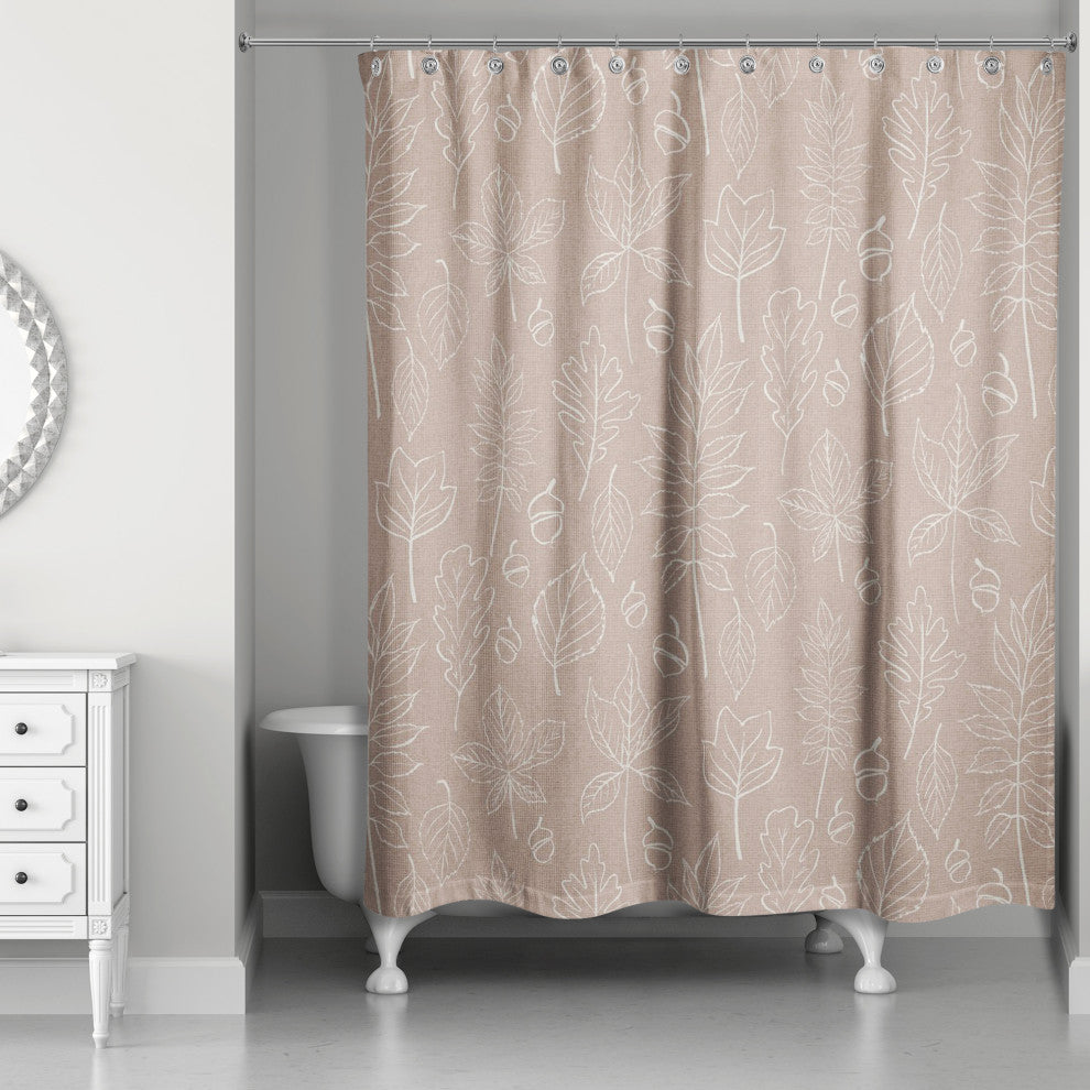 Dusty Rose Leaf Pattern 71x74 Shower Curtain