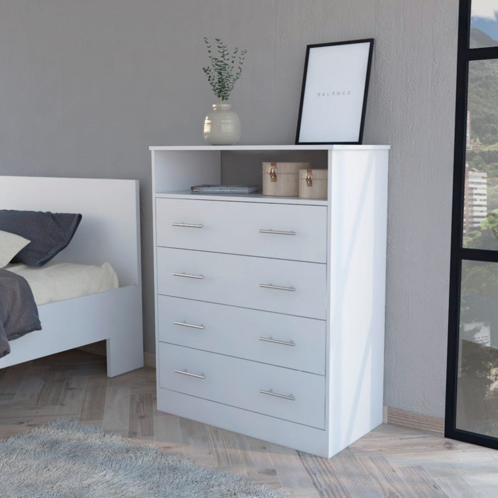 Serbian Four Drawer Dresser, White