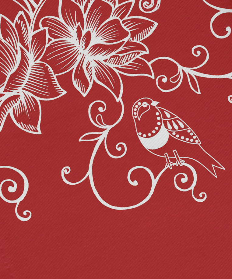 Morning Birds, Floral Print Napkin, Coral, Set of 4