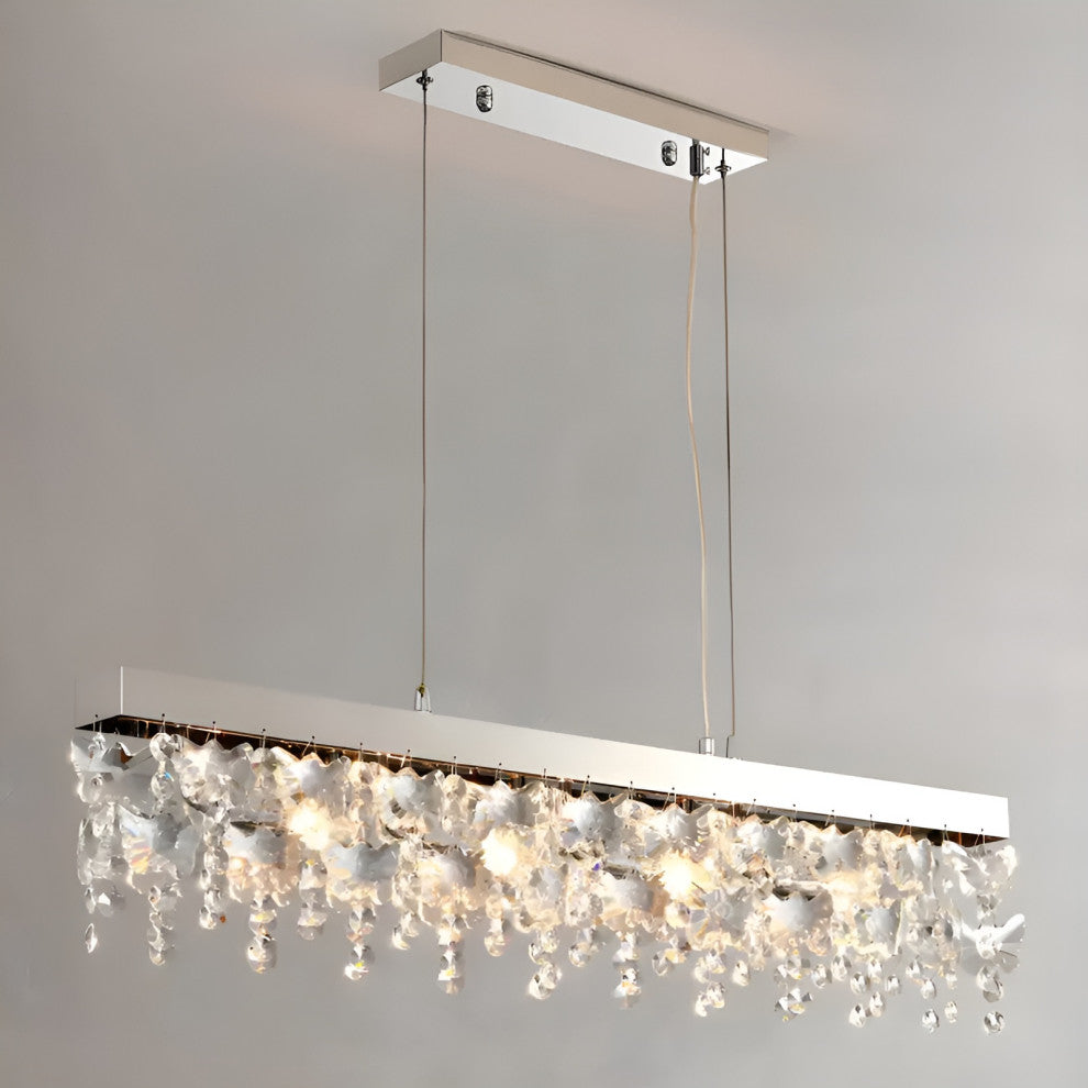 Incisa Scapaccino | Chrome Rectangular Crystal LED Chandelier, Warm Light