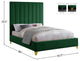Via Velvet Upholstered Bed, Green, Queen