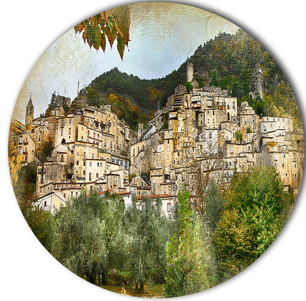 Old Italian Villages, Landscape Photography Disc Metal Wall Art, 23"
