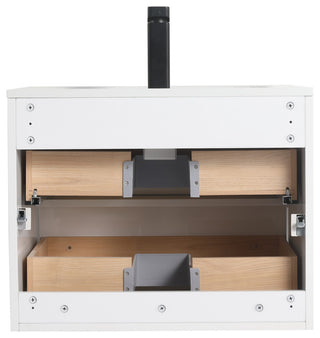 Brest Floating Bath Vanity with Sink, Wall Mounted Vanity and Sink, Glossy White, 24''