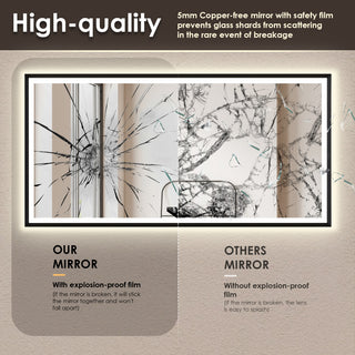 Apollo Anti-Fog Dimmable Vanity, LED Lighted Wall Mirror, Matte Black, 60"