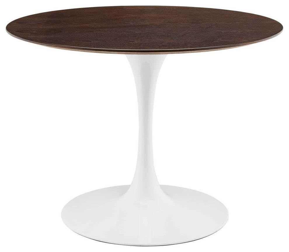 40" Dining Table, Round, White Walnut, Metal, Modern, Bistro Hospitality