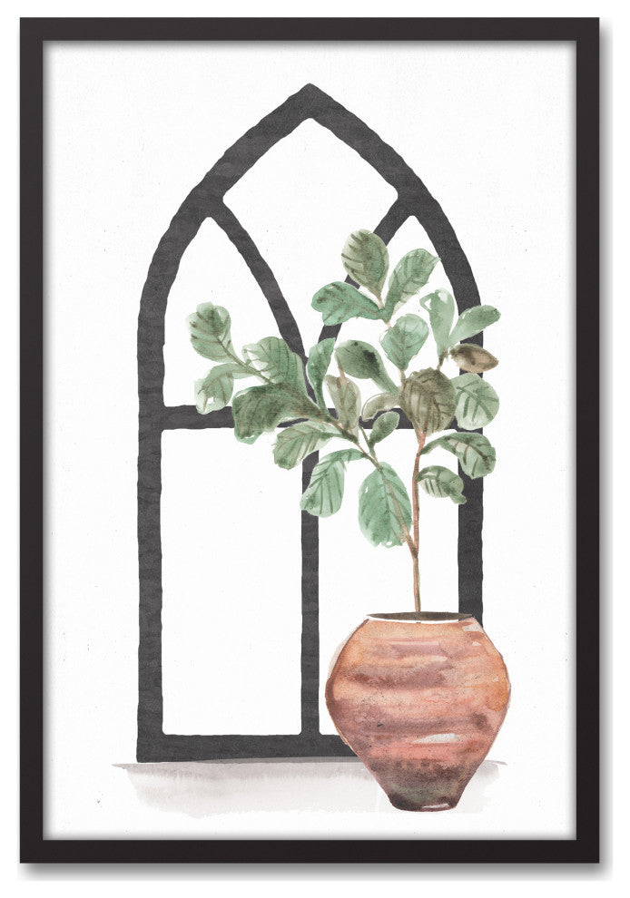Plant With Arch II 20"x30" Black Framed Canvas