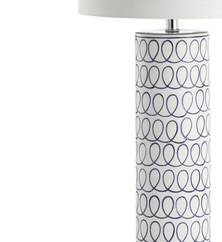 Loop 28.75" Ceramic Modern Column LED Table Lamp, Blue/White by JONATHAN  Y