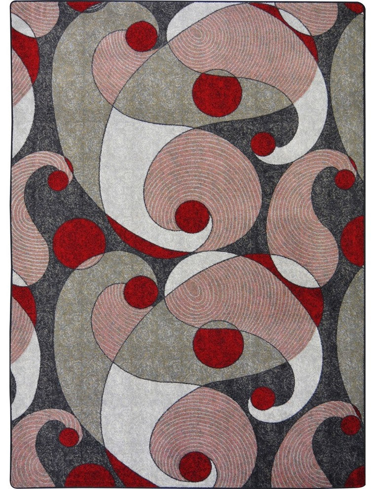 Kid Essentials Rug, Jazzy, Red and Gray, 5'4"x7'8"