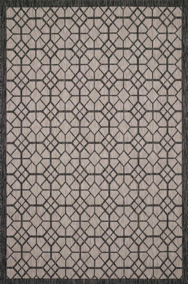 Indoor Outdoor Isle IE-06 Gray Charcoal Area Rug by Loloi , 5'-3"x7'-7"