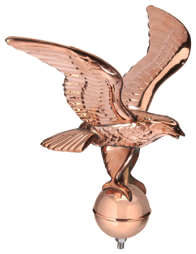 Pure Copper Eagle With Ball Flagpole Topper, 16" Wingspan, by Good Directions