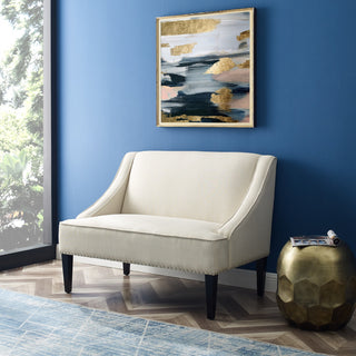 Inspired Home Aryanna Bench Upholstered, Cream White Linen