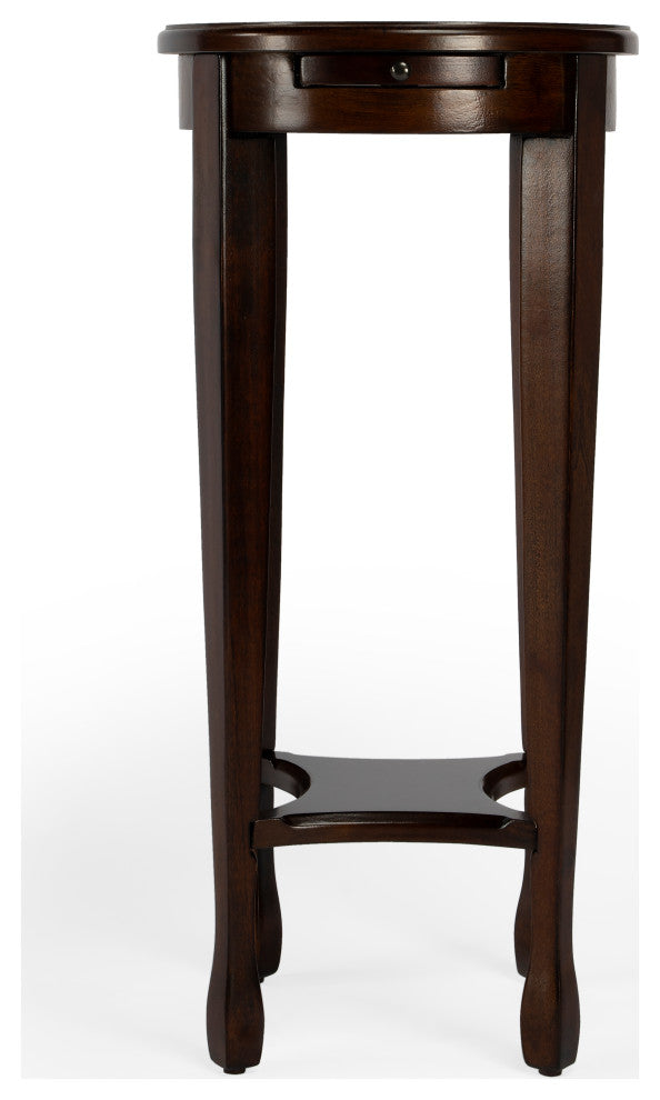 Butler Arielle Yellow Round Accent Table, Chestnut Burl