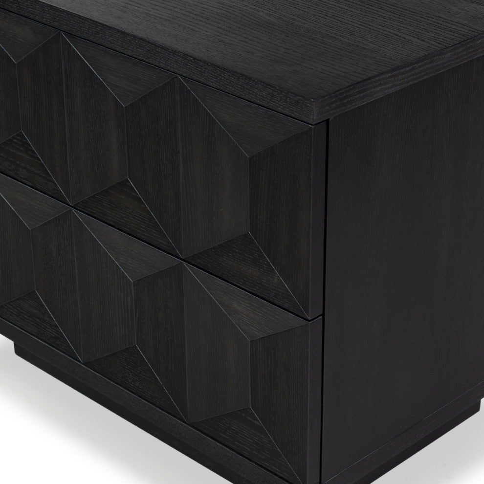 Safavieh Couture Deziree Wood 2 Drawer Nightstand, Black