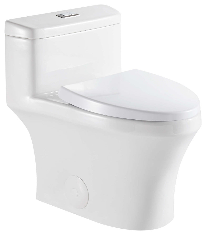 Fine Fixtures Dual-Flush Elongated One-Piece Toilet, White