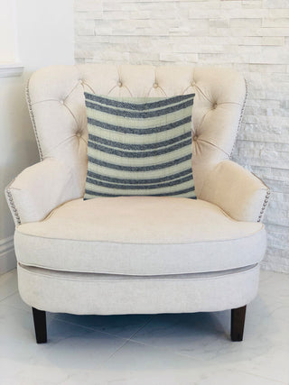 Plutus Stone Manor Indigo Handmade Throw Pillow, (Double sided  22" x 22")