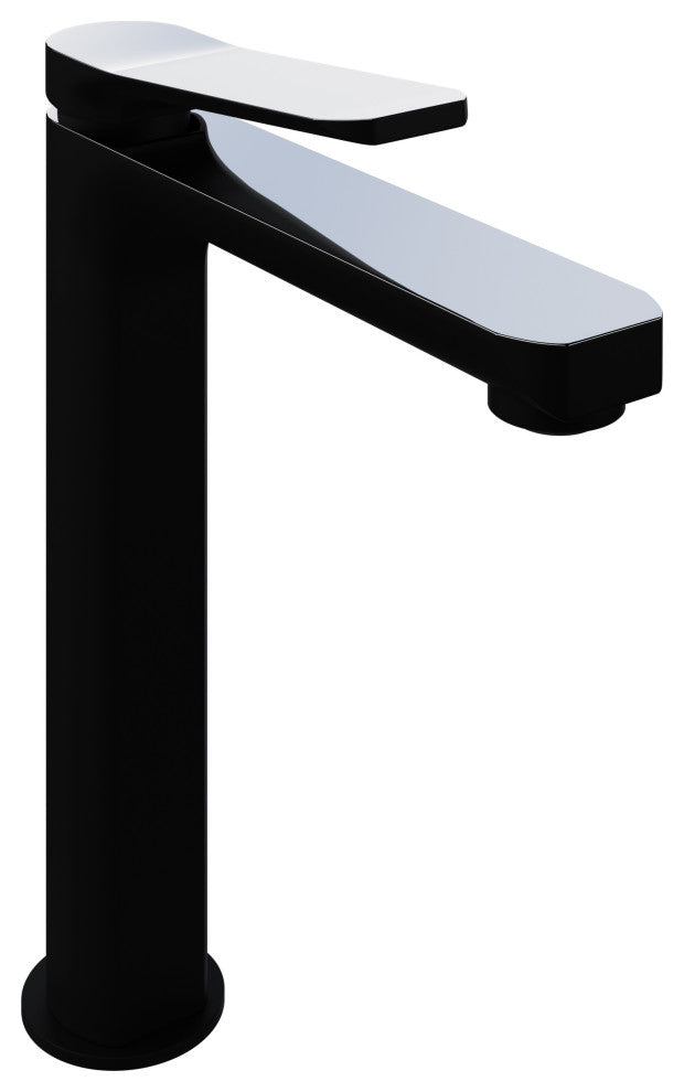 1-Handle Bathroom Vessel Sink Faucet, Matte Black and Chrome