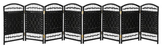 2 ft. Short Fiber Weave Room Divider Black 8 Panels