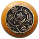 Grapevine Maple Wood Knob, Antique-Style Brass