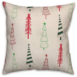 Christmas Tree Doodle Pattern 18x18 Spun Poly Pillow