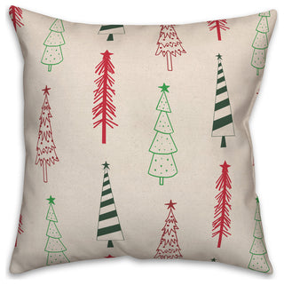 Christmas Tree Doodle Pattern 18x18 Spun Poly Pillow