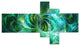 Blue Fractal Ornamental Glass, Abstract Canvas Art Print, 60"x32", 5 panels