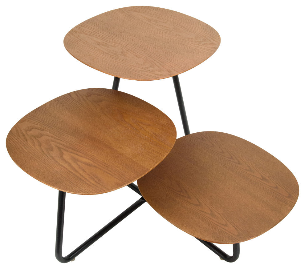LeisureMod Hazelton End Table Manufactured Wood Top and Steel Base, Walnut