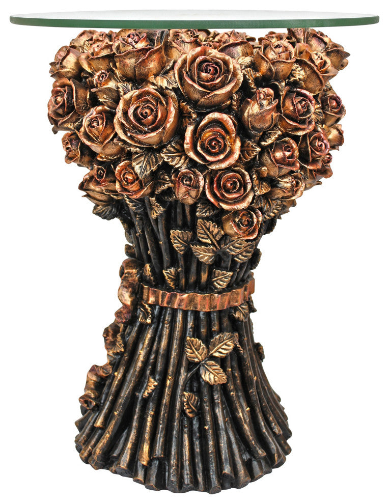 Table of Roses Glass, Topped Sculptural Table