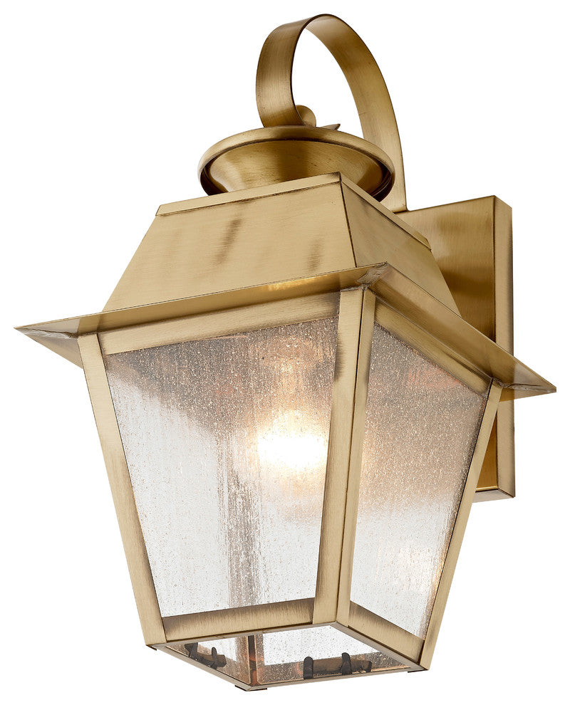 Mansfield Outdoor Wall Lantern, Antique Brass