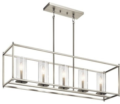 Linear Chandelier 5-Light, Brushed Nickel
