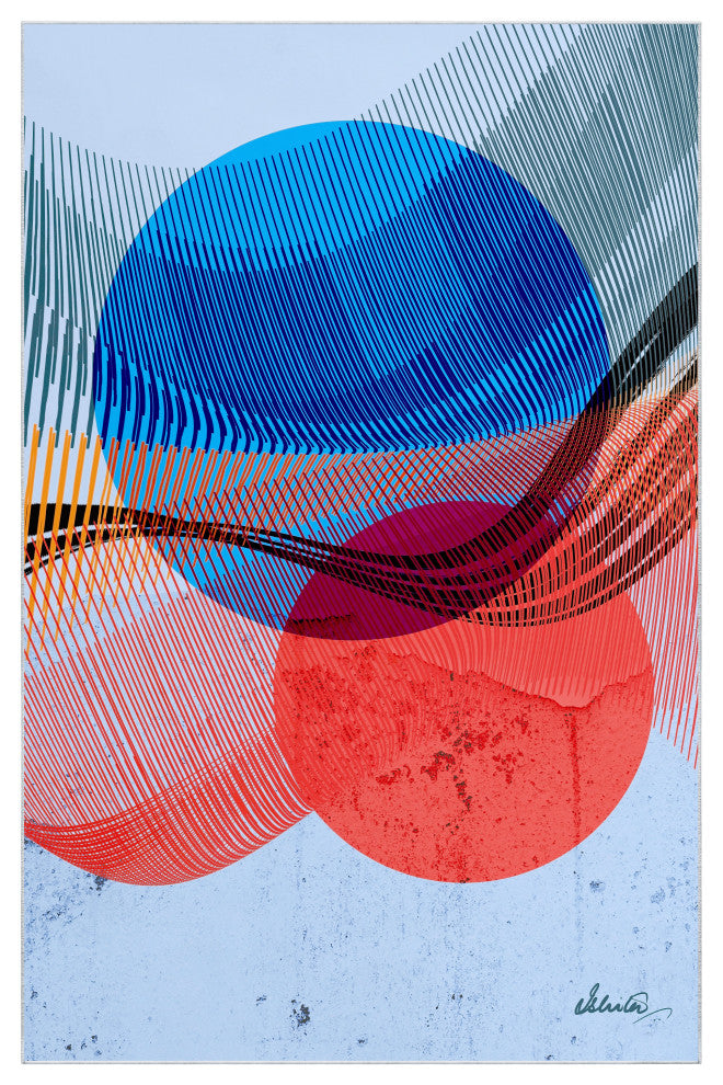 Ephemeral Sunset Circles Art Area Rug, 5'x7.5'