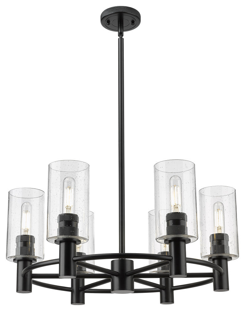 Innovations Crown Point 6 24" Chandelier Matte Black
