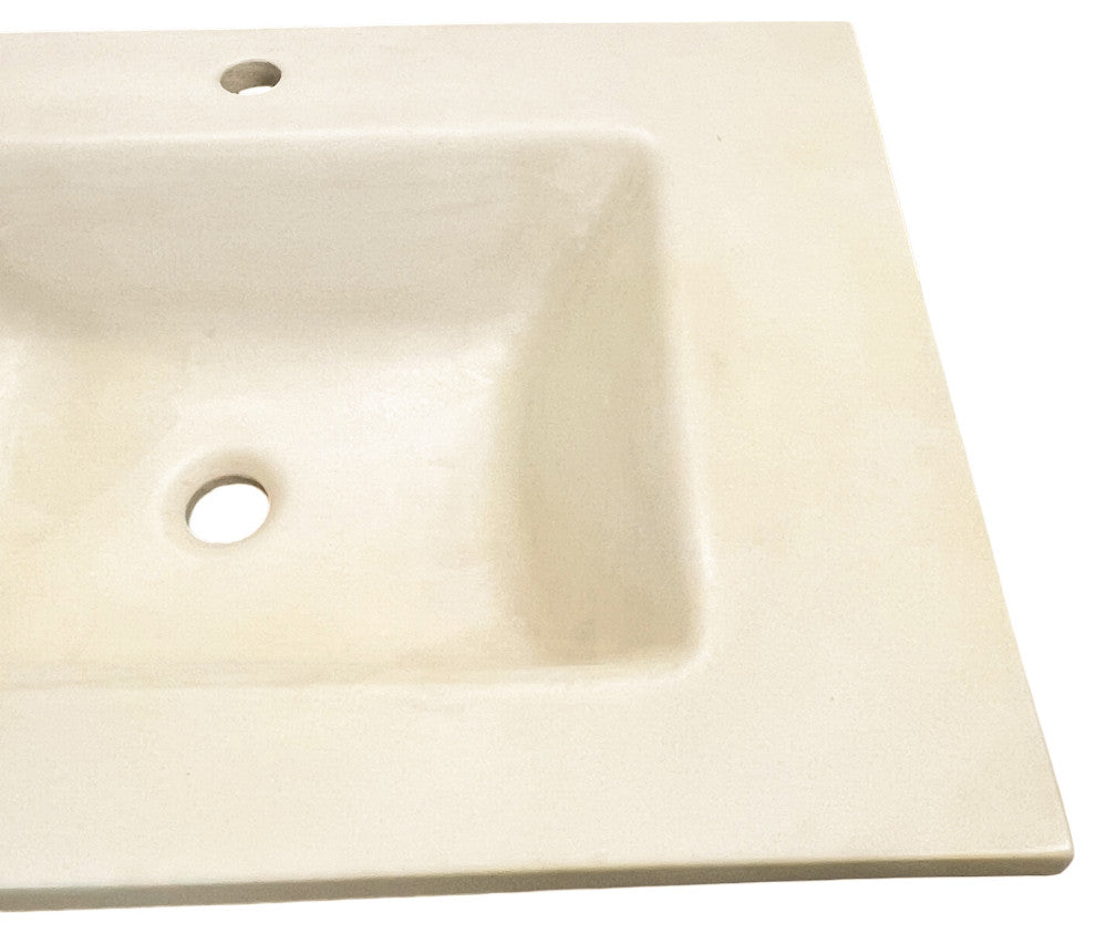 31" Single Concrete Rectangular Sink Top with Rectangle Sink, Cream