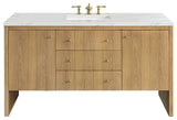 Hudson 60" Single Vanity, Light Natural Oak,  Ethereal Noctis Top