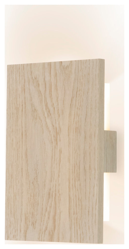 Tersus LED Sconce White Washed Oak Brushed Brass 2700 K
