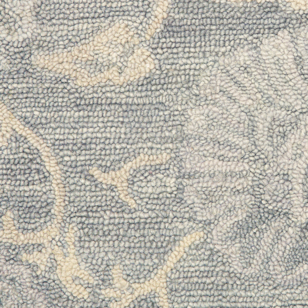 6" Gray Floral Vines Round Area Rug