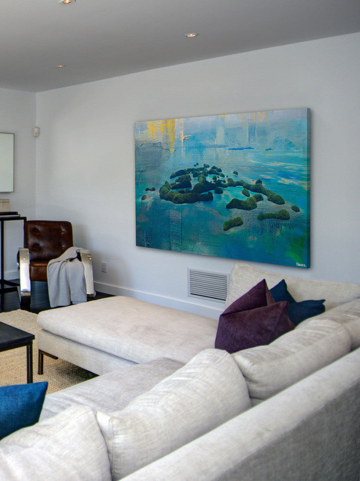 "Green Islands" Painting Print on Wrapped Canvas, 45"x30"