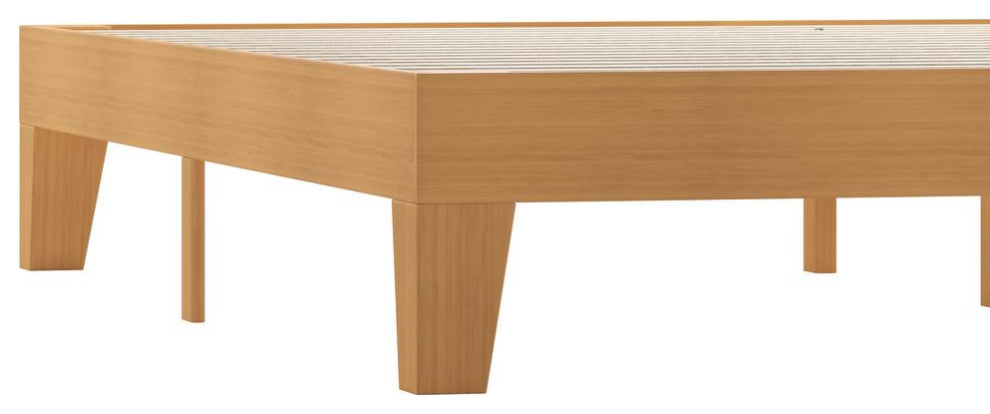 Evelyn Wood Platform Bed with Wooden Support Slats, No Box Spring Required, Natural, King