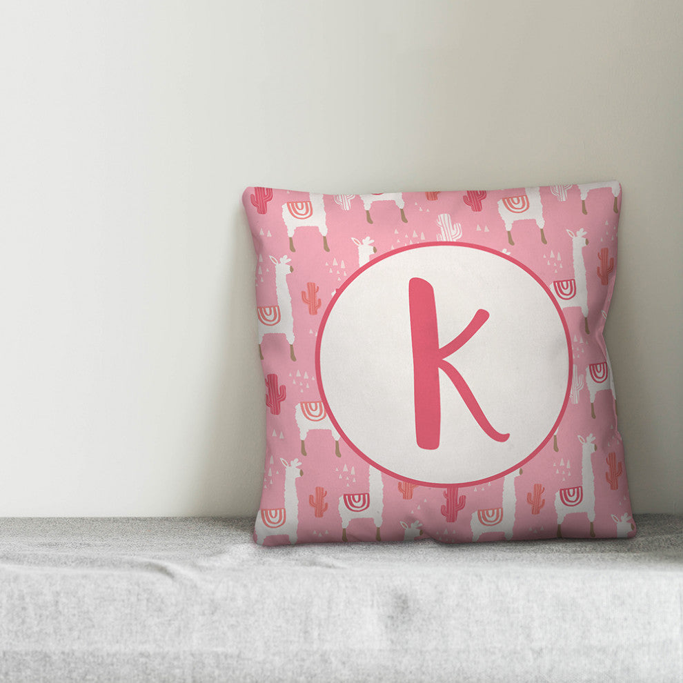 Monogram Lllama Pattern - K 16x16 Spun Poly Pillow