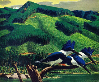 "Kingfishers" Painting Print on Wrapped Canvas