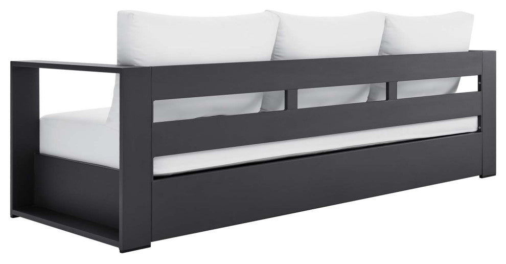Lounge Sofa Table Set, White, Aluminum, Modern, Outdoor Patio Hospitality