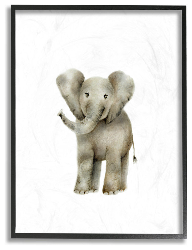 "Happy Baby Elephant" 16x20, Large Framed Giclee Texturized Art