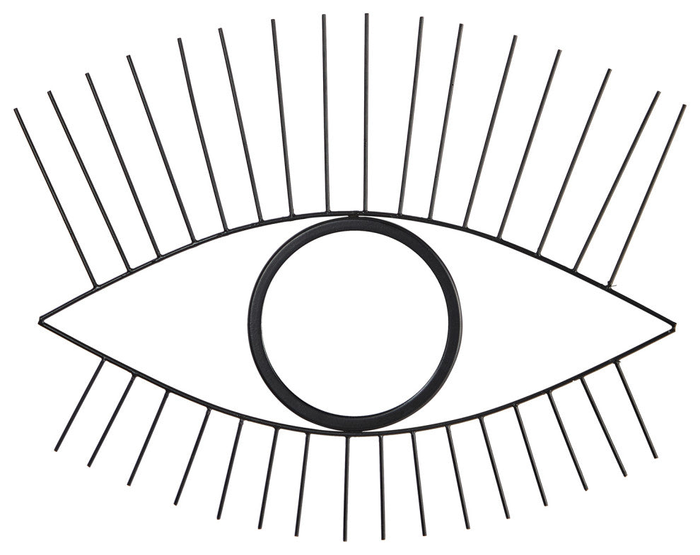 24" Black Metal Eye Wall Mirror