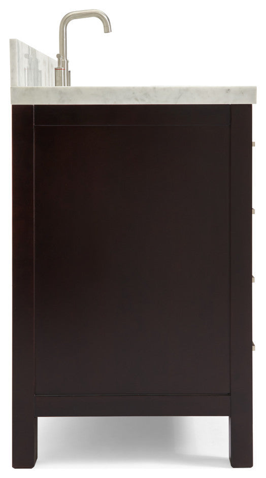 ARIEL Cambridge 55" Single Oval Sink Bathroom Vanity Espresso With Marble Top